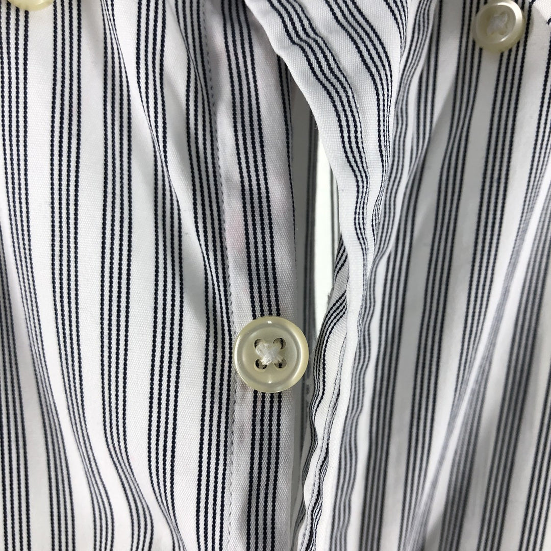 Ralph Lauren CUSTOM FIT long sleeve button down striped shirt men's XL size cotton black type Vintage Second Hand