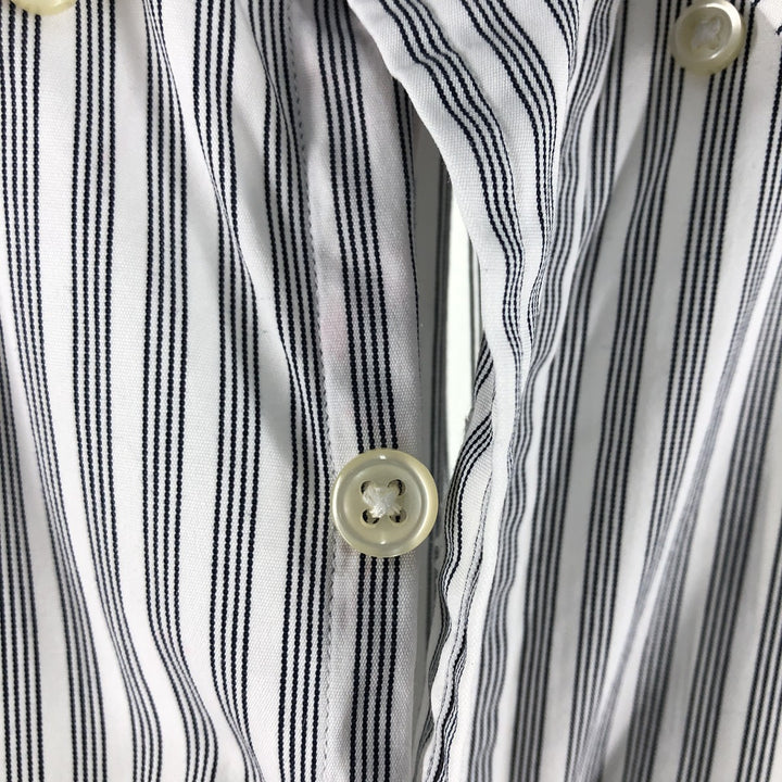 Ralph Lauren CUSTOM FIT long sleeve button down striped shirt men's XL size cotton black type Vintage Second Hand