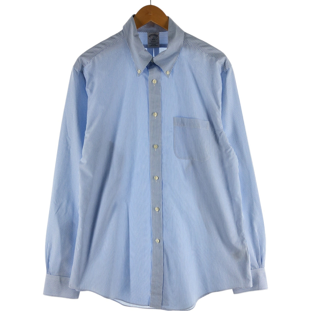 Brooks Brothers 1818 Long Sleeve Button-Down Striped Shirt, Men's Size L cotton Blue type light blue Vintage Second Hand