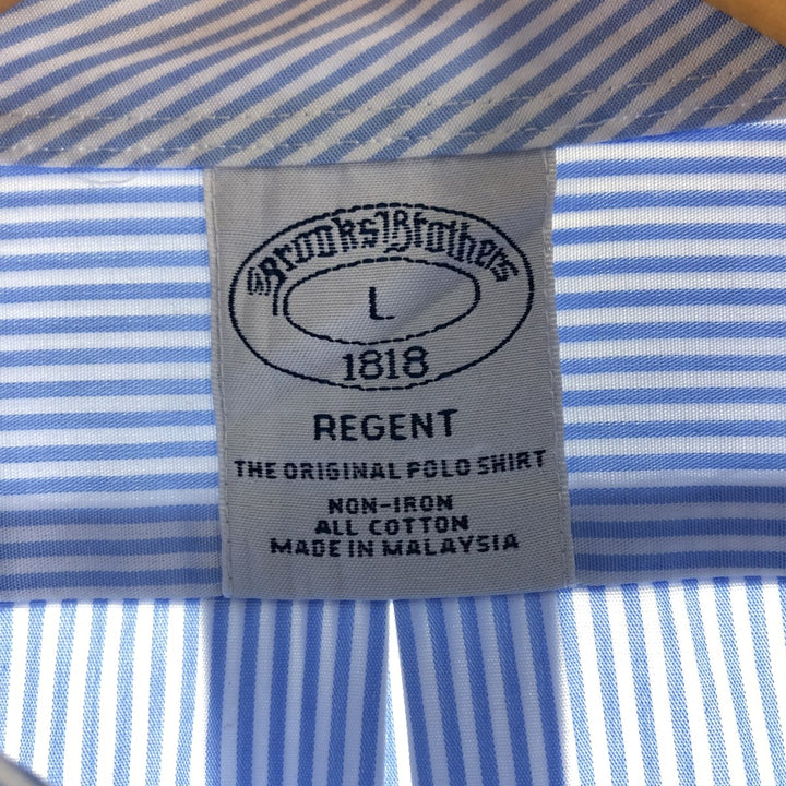 Brooks Brothers 1818 Long Sleeve Button-Down Striped Shirt, Men's Size L cotton Blue type light blue Vintage Second Hand