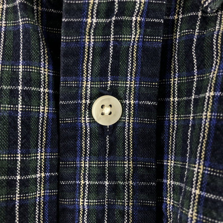 00'S Eddie Bauer long sleeve button-down check shirt, men's size M cotton navy blue type Vintage Second Hand