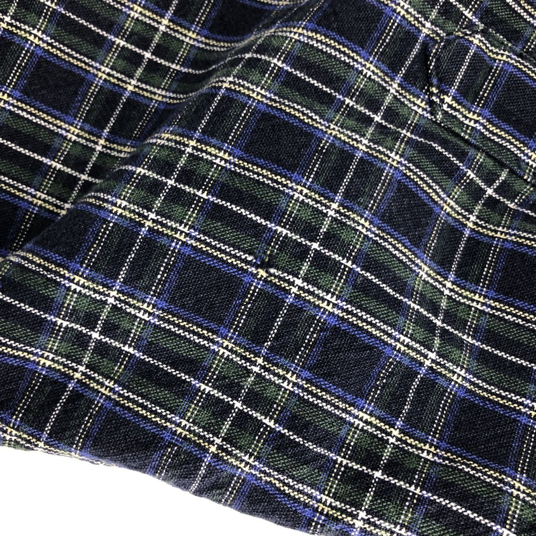 00'S Eddie Bauer long sleeve button-down check shirt, men's size M cotton navy blue type Vintage Second Hand