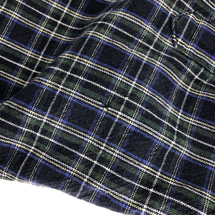 00'S Eddie Bauer long sleeve button-down check shirt, men's size M cotton navy blue type Vintage Second Hand