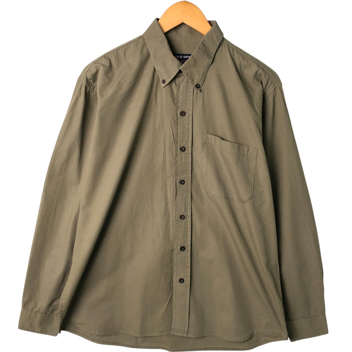 90'S Ralph Lauren POLO SPORT Long Sleeve Button Down Shirt Men's M Vintage unclear Green type dark green Vintage Second Hand