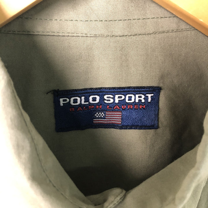 90'S Ralph Lauren POLO SPORT Long Sleeve Button Down Shirt Men's M Vintage unclear Green type dark green Vintage Second Hand