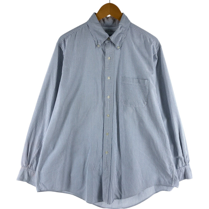 Brooks Brothers Long Sleeve Button-Down Striped Shirt Made in USA Men's XL cotton Blue type light blue Vintage Second Hand