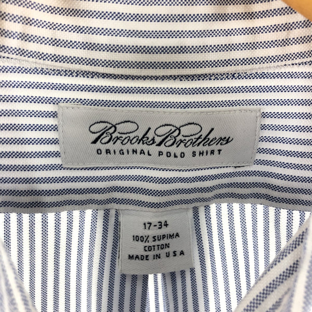 Brooks Brothers Long Sleeve Button-Down Striped Shirt Made in USA Men's XL cotton Blue type light blue Vintage Second Hand