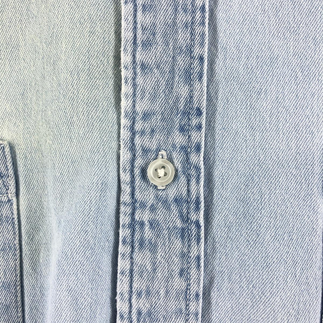 00'S Harley-Davidson Hidden Button-Down Long Sleeve Denim Shirt, Men's XXL cotton Blue type light blue Vintage Second Hand