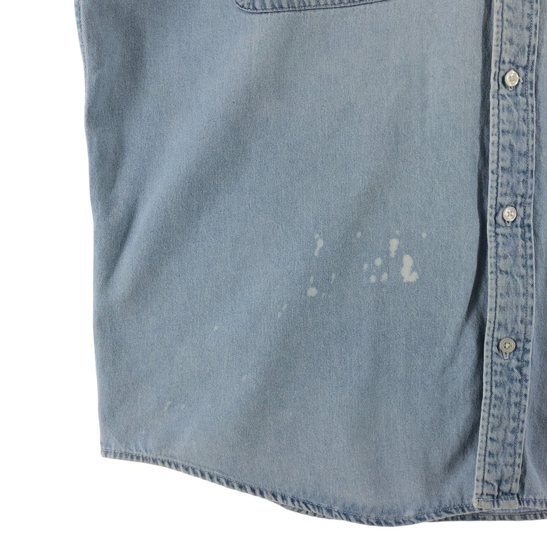 00'S Harley-Davidson Hidden Button-Down Long Sleeve Denim Shirt, Men's XXL cotton Blue type light blue Vintage Second Hand