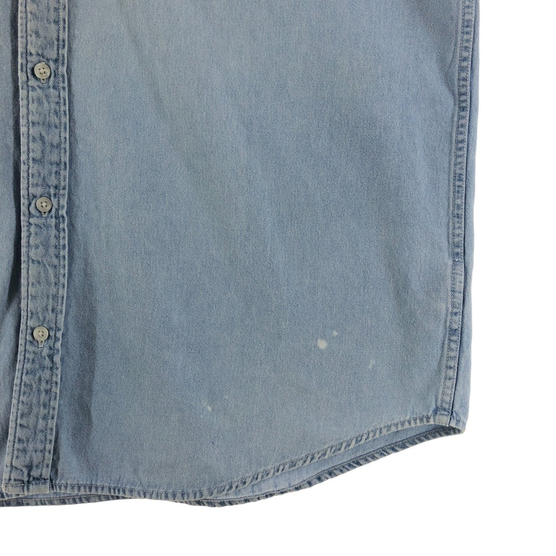 00'S Harley-Davidson Hidden Button-Down Long Sleeve Denim Shirt, Men's XXL cotton Blue type light blue Vintage Second Hand