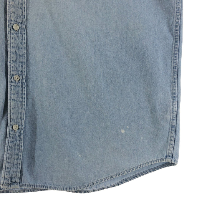 00'S Harley-Davidson Hidden Button-Down Long Sleeve Denim Shirt, Men's XXL cotton Blue type light blue Vintage Second Hand