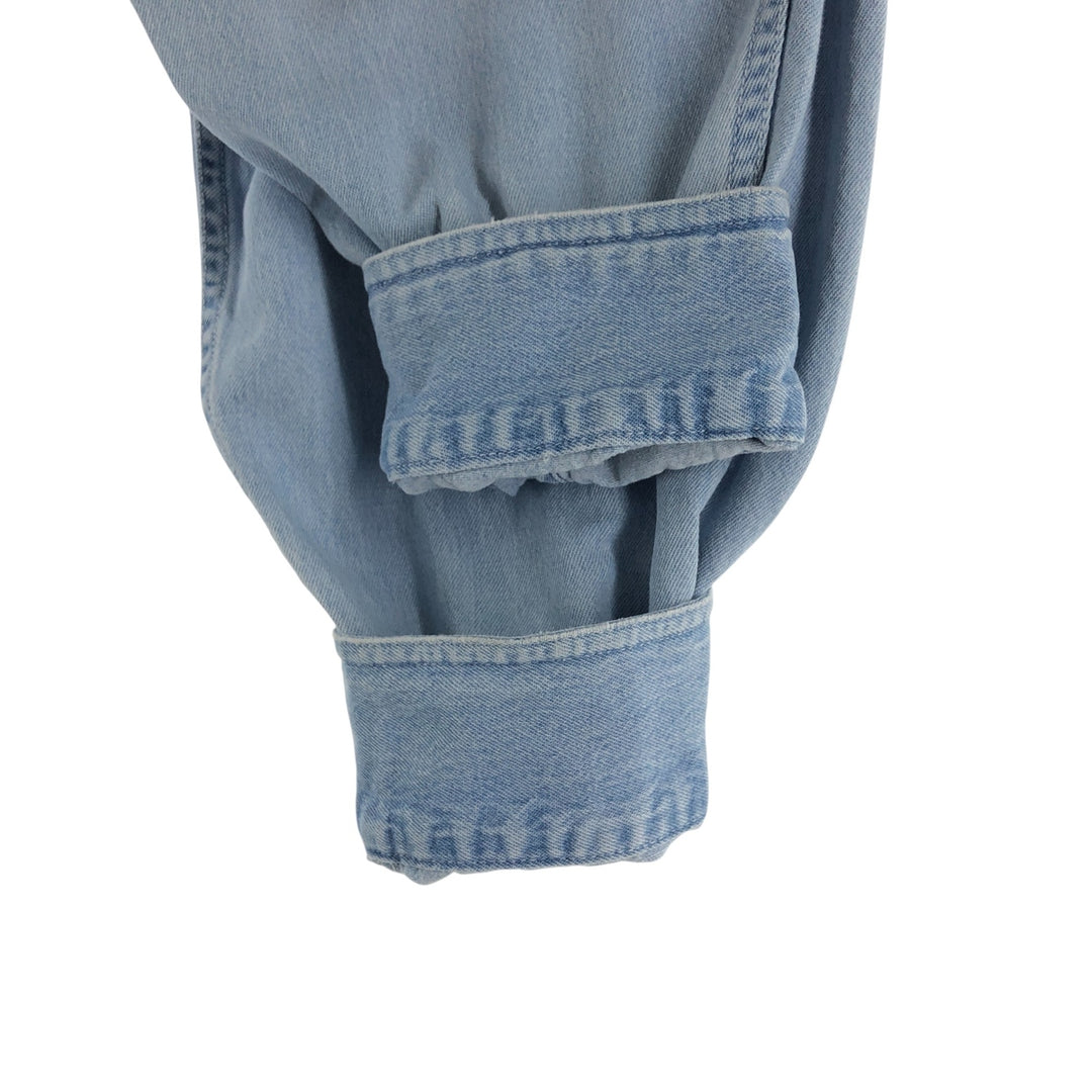 00'S Harley-Davidson Hidden Button-Down Long Sleeve Denim Shirt, Men's XXL cotton Blue type light blue Vintage Second Hand