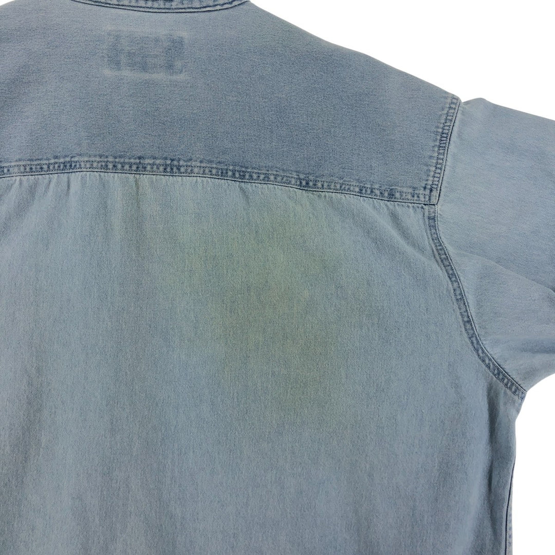 00'S Harley-Davidson Hidden Button-Down Long Sleeve Denim Shirt, Men's XXL cotton Blue type light blue Vintage Second Hand