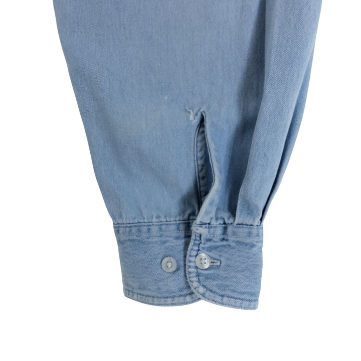 00'S Harley-Davidson Hidden Button-Down Long Sleeve Denim Shirt, Men's XXL cotton Blue type light blue Vintage Second Hand