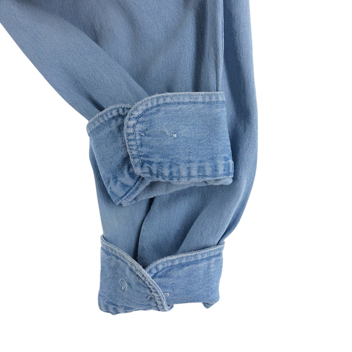 00'S Harley-Davidson Hidden Button-Down Long Sleeve Denim Shirt, Men's XXL cotton Blue type light blue Vintage Second Hand