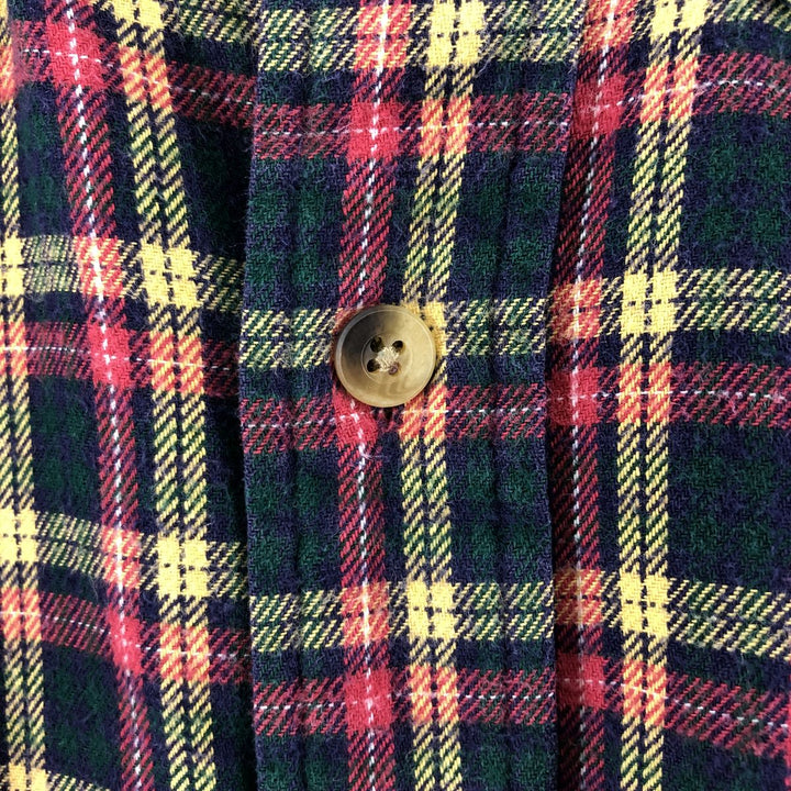 00s-90'S LANDS END Long Sleeve Button Down Flannel Check Shirt Men's XL Vintage cotton Red type red-purple Vintage Second Hand
