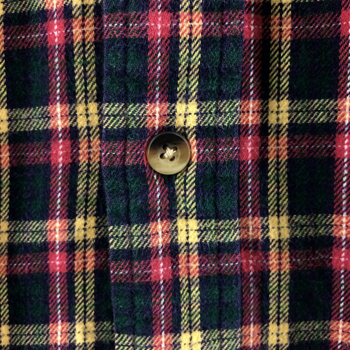 00s-90'S LANDS END Long Sleeve Button Down Flannel Check Shirt Men's XL Vintage cotton Red type red-purple Vintage Second Hand