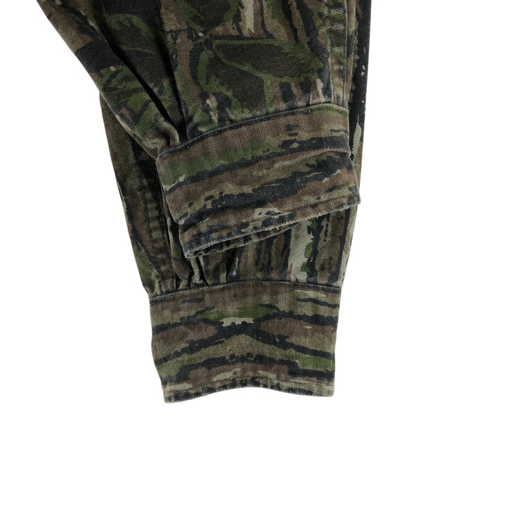 70s-80'S Cabelas Rifle Camouflage Pattern Real Tree Camo Long Sleeve Heavy Flannel Shirt Men's Size L Vintage unclear Green type dark green Vintage Second Hand