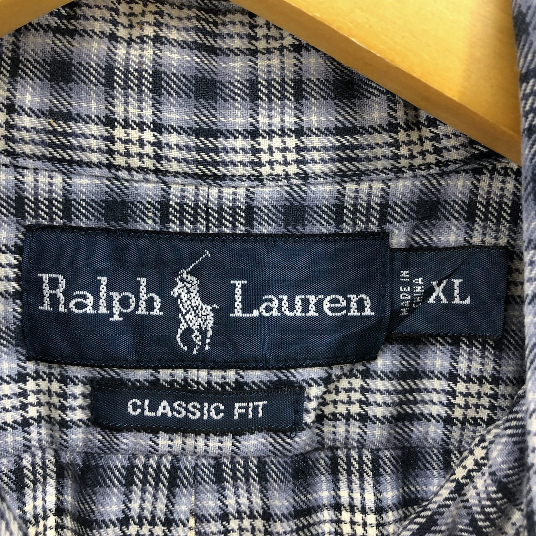 Ralph Lauren Classic Fit Long Sleeve Button Down Light Flannel Shirt Men's XL cotton gray type Vintage Second Hand