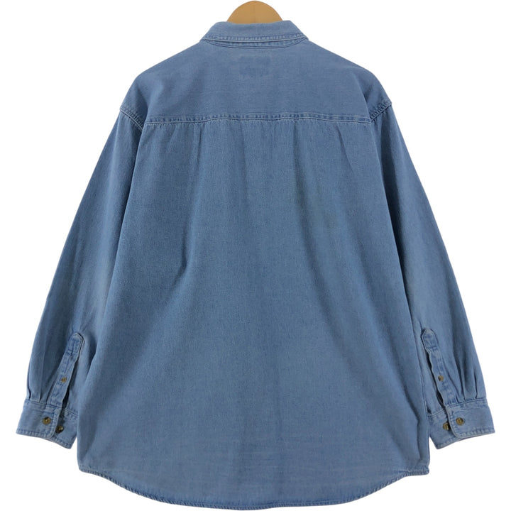 REAL GOOD DENIM Long Sleeve Button Down Denim Shirt Men's Size L cotton blue type Vintage Second Hand