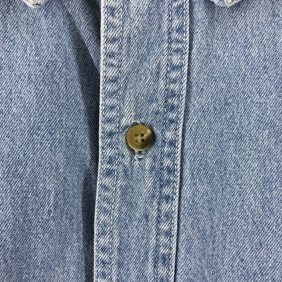 REAL GOOD DENIM Long Sleeve Button Down Denim Shirt Men's Size L cotton blue type Vintage Second Hand