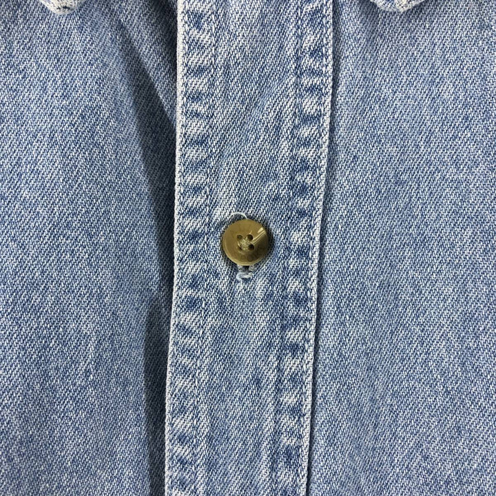 REAL GOOD DENIM Long Sleeve Button Down Denim Shirt Men's Size L cotton blue type Vintage Second Hand