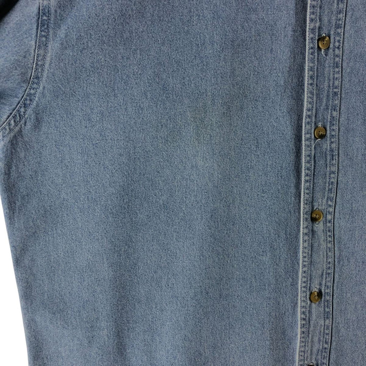REAL GOOD DENIM Long Sleeve Button Down Denim Shirt Men's Size L cotton blue type Vintage Second Hand