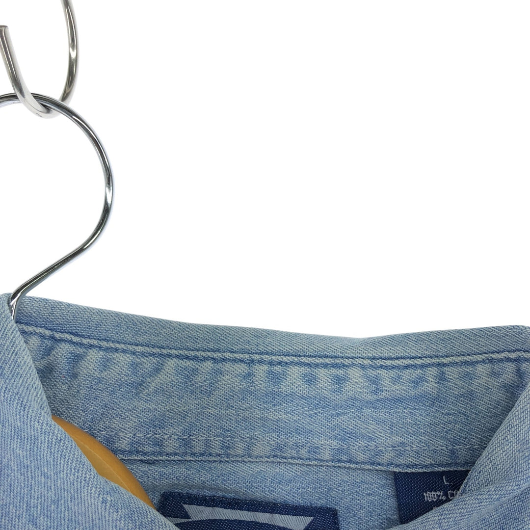 REAL GOOD DENIM Long Sleeve Button Down Denim Shirt Men's Size L cotton blue type Vintage Second Hand