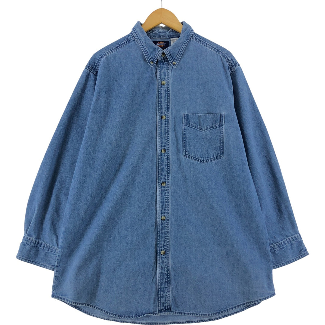 Dickies Long Sleeve Button Down Denim Shirt Men's XL cotton blue type Vintage Second Hand