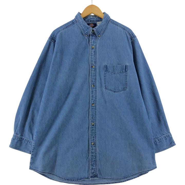 Dickies Long Sleeve Button Down Denim Shirt Men's XL cotton blue type Vintage Second Hand