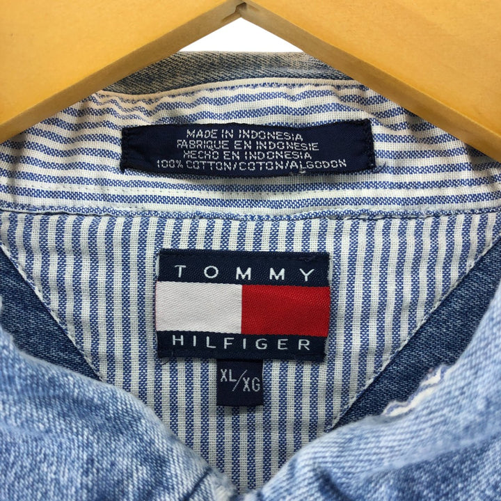 90'S Tommy Hilfiger Long Sleeve Button Down Denim Shirt Men's XL cotton blue type Vintage Second Hand