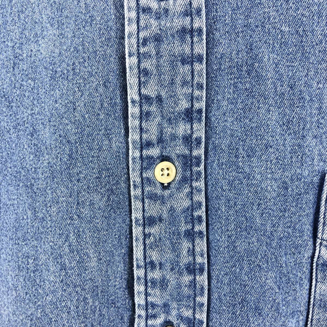 90'S Tommy Hilfiger Long Sleeve Button Down Denim Shirt Men's XL cotton blue type Vintage Second Hand