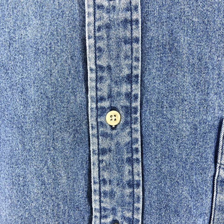 90'S Tommy Hilfiger Long Sleeve Button Down Denim Shirt Men's XL cotton blue type Vintage Second Hand