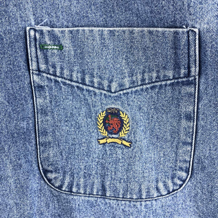 90'S Tommy Hilfiger Long Sleeve Button Down Denim Shirt Men's XL cotton blue type Vintage Second Hand