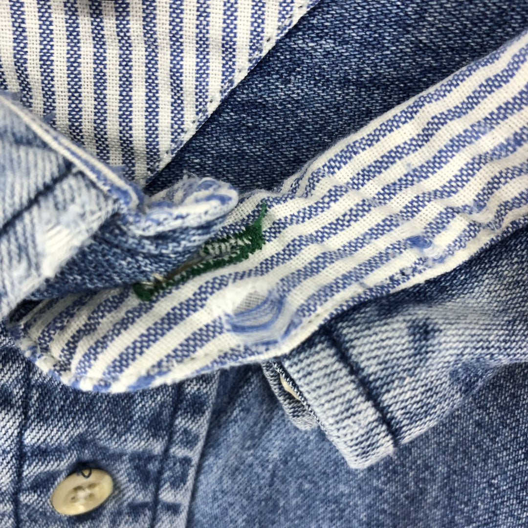 90'S Tommy Hilfiger Long Sleeve Button Down Denim Shirt Men's XL cotton blue type Vintage Second Hand