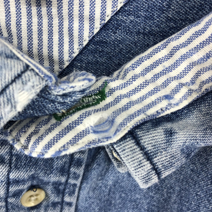 90'S Tommy Hilfiger Long Sleeve Button Down Denim Shirt Men's XL cotton blue type Vintage Second Hand