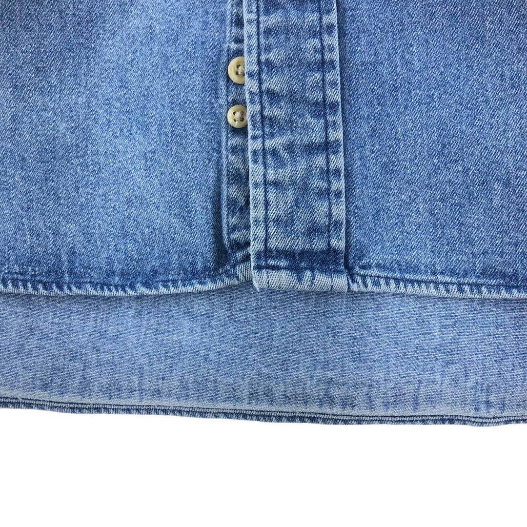 90'S Tommy Hilfiger Long Sleeve Button Down Denim Shirt Men's XL cotton blue type Vintage Second Hand