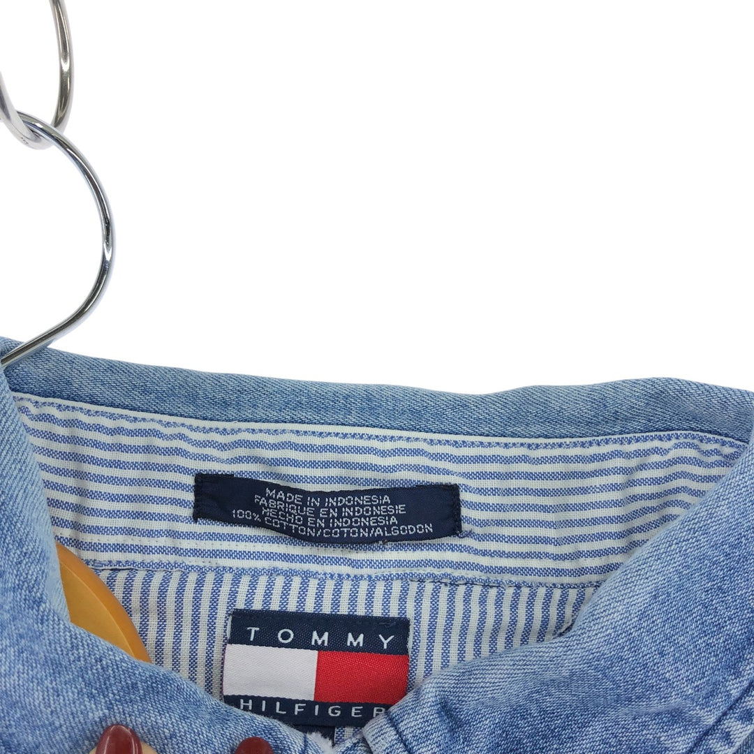 90'S Tommy Hilfiger Long Sleeve Button Down Denim Shirt Men's XL cotton blue type Vintage Second Hand