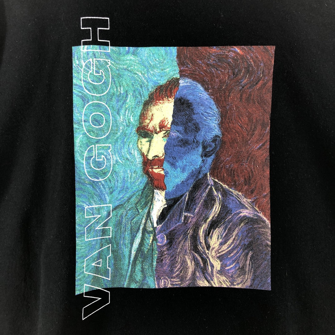 Reclaimed Vintage GILDAN Heavy Blend Van Gogh Back Print Pullover Sweatshirt Hoodie, Men's L Size cotton black type Vintage Second Hand