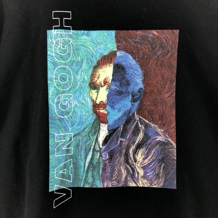 Reclaimed Vintage GILDAN Heavy Blend Van Gogh Back Print Pullover Sweatshirt Hoodie, Men's L Size cotton black type Vintage Second Hand