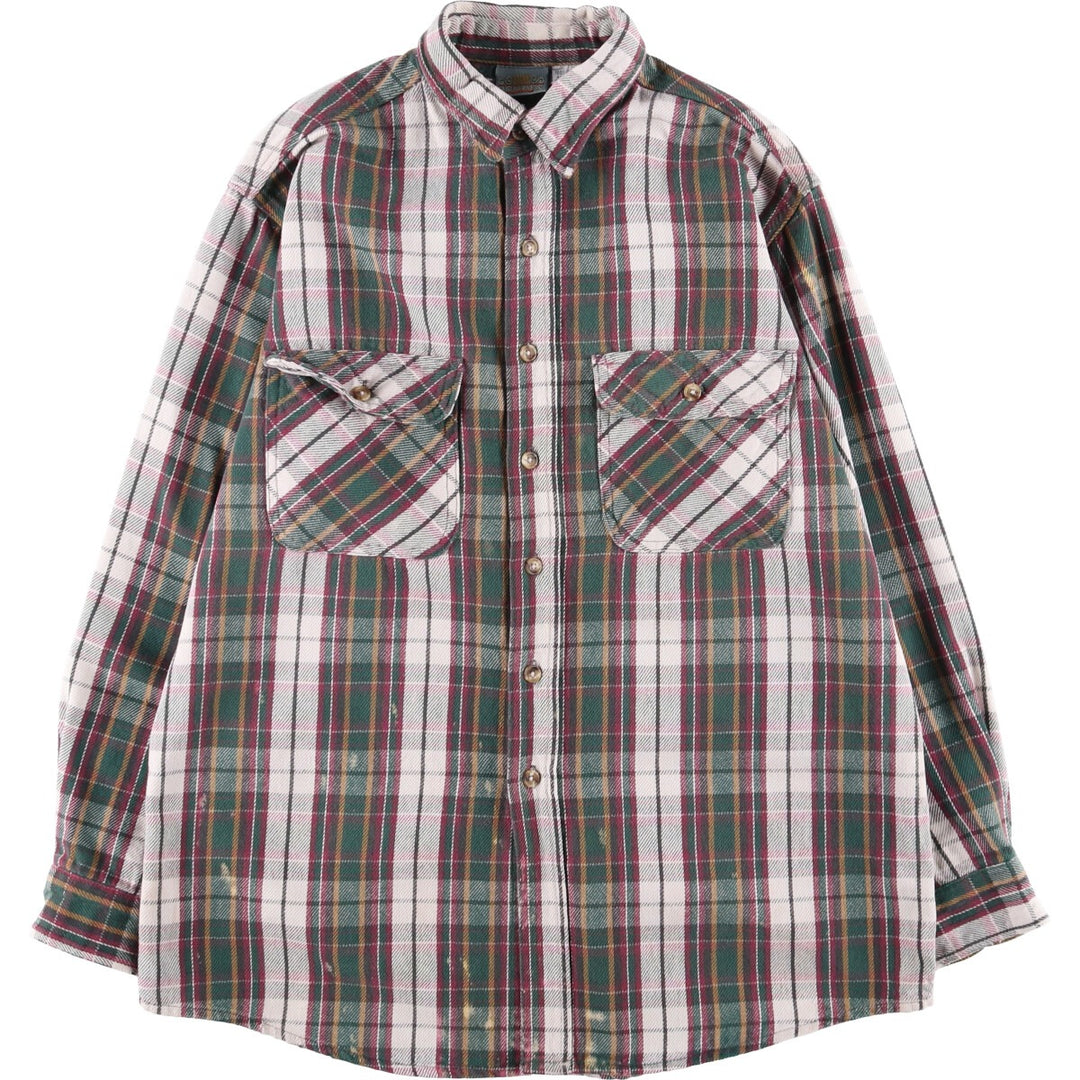 OZARK WILDERNESS Long Sleeve Heavy Flannel Check Shirt, Men's Size L cotton purple type Vintage Second Hand