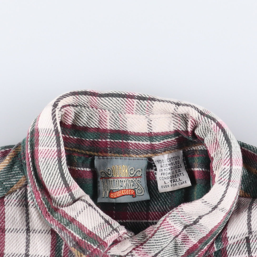 OZARK WILDERNESS Long Sleeve Heavy Flannel Check Shirt, Men's Size L cotton purple type Vintage Second Hand