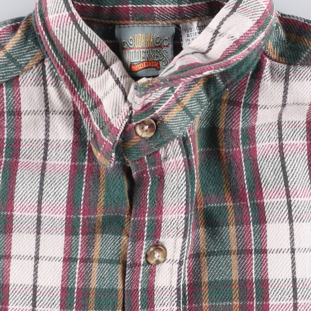 OZARK WILDERNESS Long Sleeve Heavy Flannel Check Shirt, Men's Size L cotton purple type Vintage Second Hand