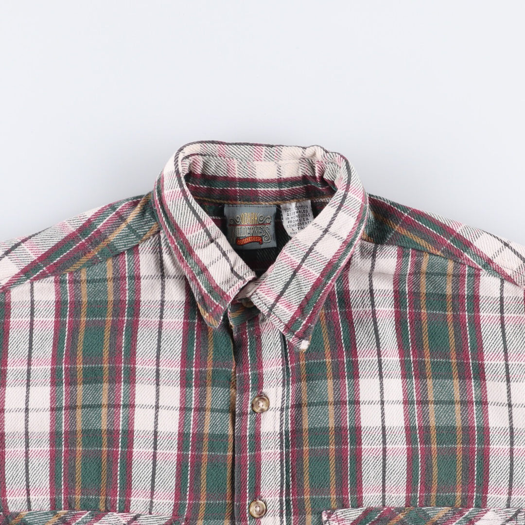 OZARK WILDERNESS Long Sleeve Heavy Flannel Check Shirt, Men's Size L cotton purple type Vintage Second Hand