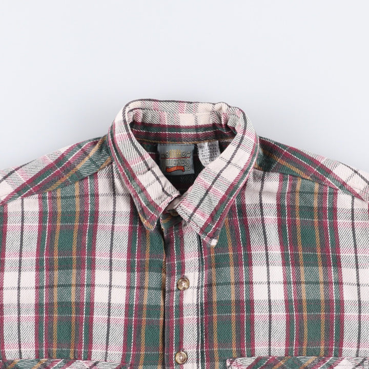 OZARK WILDERNESS Long Sleeve Heavy Flannel Check Shirt, Men's Size L cotton purple type Vintage Second Hand