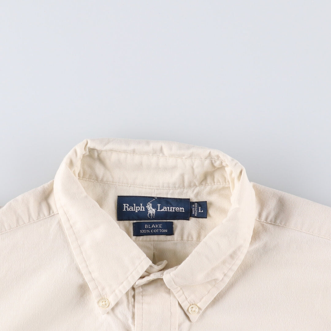 Ralph Lauren BLAKE long sleeve button down shirt, men's size L cotton unbleached Vintage Second Hand