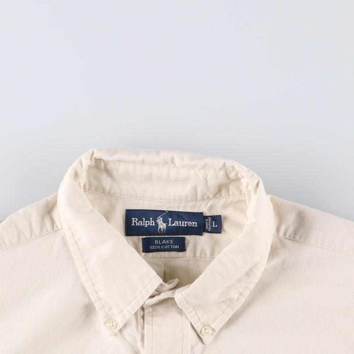 Ralph Lauren BLAKE long sleeve button down shirt, men's size L cotton unbleached Vintage Second Hand