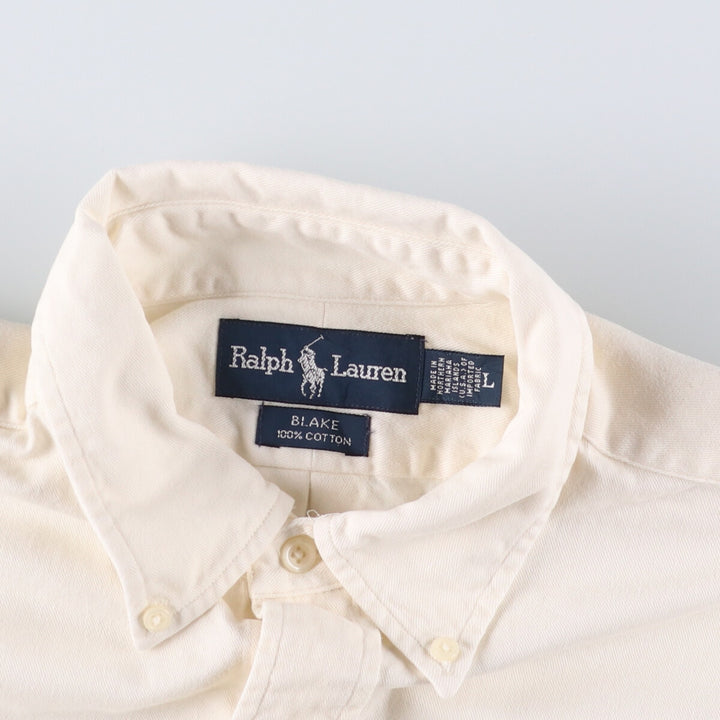 Ralph Lauren BLAKE long sleeve button down shirt, men's size L cotton unbleached Vintage Second Hand
