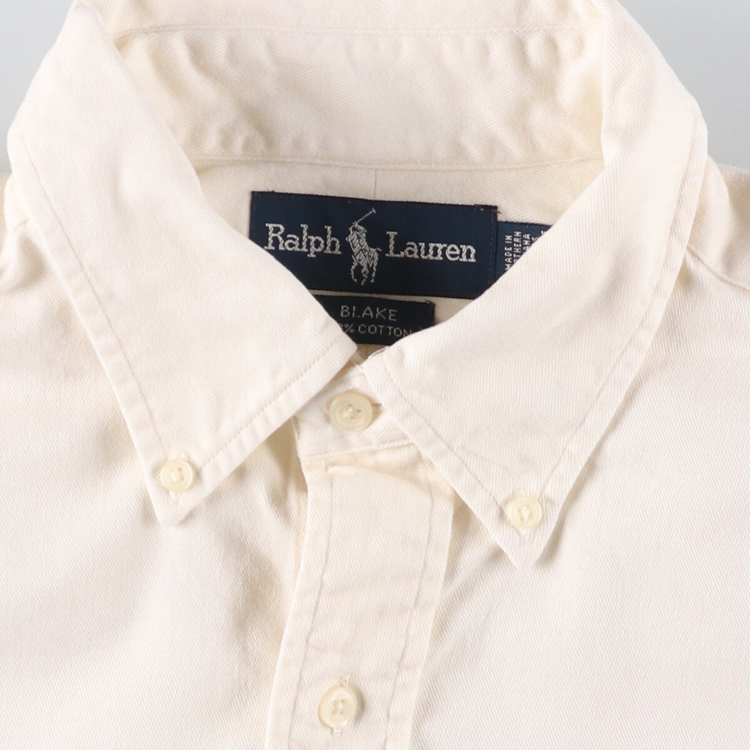 Ralph Lauren BLAKE long sleeve button down shirt, men's size L cotton unbleached Vintage Second Hand