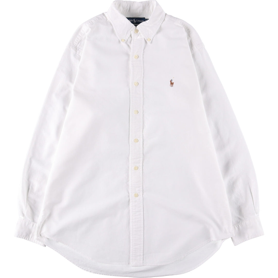 Ralph Lauren YARMOUTH long sleeve button down shirt, men's size L cotton white type Vintage Second Hand